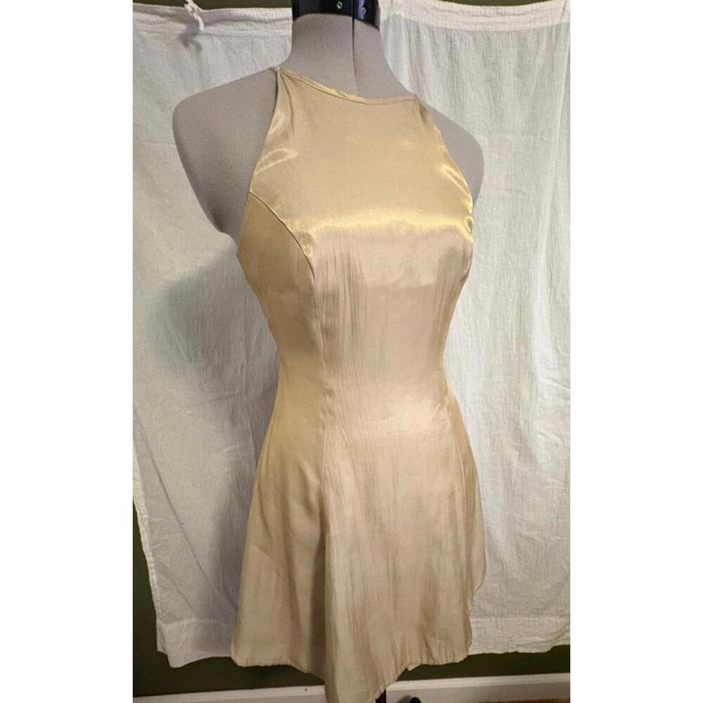 Vintage Halter Neck Mini Metallic/Gold niki originals size 4 Dress